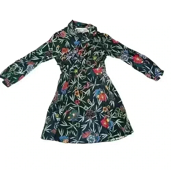 Beautiful & Other Stories Black Floral Dress. Tie neck, side zipper size US 8 - Picture 1 of 6